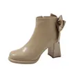 Botines Cortos para Mujer 2025 Botines Delgados Pequeño Fragante Estilo Coreano Calle Lazo Color Sólido Pequeño Francés Nuevo Adulto