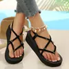 Sandálias grossas de sola para mulheres, comércio exterior Amazon transfronteiriço, tamanho grande, moda boêmia com strass, sandálias de férias para praia para mulheres