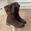 Botas de Moda Versátiles para Mujer Otoño/Invierno 2026, Tacón Grueso, Caña Media, con 7CM de Aumento Interno de Altura, Efecto Adelgazante, Adecuadas para Faldas, Botas Holgadas