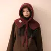 Touca Balaclava de Lã Floral da Moda para Mulheres, Macia e Estilosa, Emagrecimento Facial, Touca Quente com Cachecol Integrado e Amarração para o Inverno