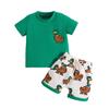 2025 Verano Nuevo Traje Casual para Niños Bebé Niños Dibujos Animados Pato Camiseta de Manga Corta Shorts Conjunto de Dos Piezas
