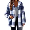 Amazon 2025 Novo Outono e Inverno Elegante Xadrez Solto Casual Manga Longa com Capuz Cardigan de Pelo Jaqueta com Zíper