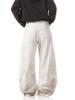 Jeans Cimitarra Americano Retro Lavado Desgastado Blanco Sucio para Hombre y Mujer Suelto Recto Pierna Ancha Casual Pantalones Largos hasta el Piso Trendy