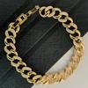 Pulsera Hip Hop Cadena Cubana Transfronteriza Latón Chapado en Oro Real Diamante Completo Lujo Pulsera Estilo Hong Kong Simple Joyería Street Beat