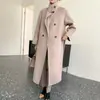 Abrigo de Cachemira de Lujo Ligero de Alta Gama Lana de Doble Cara Largo Otoño e Invierno para Mujer Elegante Elegante Abrigo Chaqueta de Lana de Cuello Alto