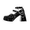 Noche de Brujas Zapatos Pequeños de Cuero Negros Completamente Elegantes Originales Y2K Subcultura Spice Girls Punk Tacón Alto Zapatos Lolita