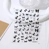 Arte de Uñas Rosa Estilo Japonés Pegamento Gatito Negro Diseño Simple Patrón Animal Pegatinas para Uñas para Niños y Niñas Pegatinas de Arte de Uñas