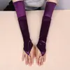 Guantes Largos de Satén sin Dedos para Mascarada de Halloween, Mangas para Vestido de Novia Wai Ni Jun para Mujer