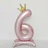 Nuevo globo digital rosa de pie de 42 pulgadas con corona para decoración de fiesta de cumpleaños infantil