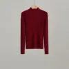 Suéter de Punto Estilo Francés con Cuello Medio Alto para Mujer, Otoño e Invierno, Elegante y Adelgazante, Adecuado para Usar Afuera, Top Básico Suave de Manga Larga