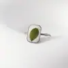 Anillo de Planta Verde Geométrico de Flor Real Anillo de Flor Eterna de Flor Seca Acero Inoxidable Chapado en Oro Joyería de Goteo de Pegamento Vintage Anillo de Flor Real
