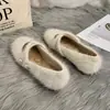 Novedad Otoño/Invierno 2026 Estilo Suave Zapatos de Noche para Mujer Zapatos de Algodón Cálido con Peluche Zapatos Mary Jane de Perlas Zapatos Planos Peludos