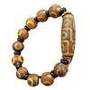 Ágata desgastada cuentas de tres ojos cuentas redondas pulsera de jade cuentas de nueve ojos pulsera Lutong pulsera de jade antiguo al por mayor