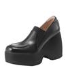 Plataforma de estação europeia, sapatos pequenos de couro femininos, 2025, novos, primavera, salto super alto, cunha, todos os tipos, sapatos preguiçosos de camada única