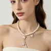 Collar con Colgante de Estrella de Cinco Puntas Tachonada con Diamantes Estilo Francés Vintage, Cadena para Clavícula con Perlas de Gama Alta de Nicho, Accesorio de Moda de Lujo Ligero para Mujeres