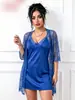 Vestido de Dormir Lingerie Sexy de Modal Patchwork de Renda Desejo Puro Pijama Erótico Roupão de Casa Comércio Exterior