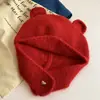 Bonito Gorro de Lana Tejido Azul con Orejas de Oso para Mujer Otoño e Invierno 2025 Gorro Pequeño que Muestra la Cara Gorro Cálido para Protección de Orejas