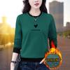 Moletom Feminino para Primavera e Outono 2026, Novo Versátil Moda Outono e Inverno Forrado com Fleece Gola Redonda Manga Longa Camiseta Base Top