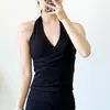 Top de tirantes cruzados sexy con escote en V para yoga con almohadillas en el pecho para mujer, sin mangas, secado rápido, sensación de desnudez, adecuado para deportes y fitness, con un hermoso diseño en la espalda