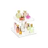 Estante de almacenamiento de perfume acrílico de doble capa personalizado para tocador, escritorio de baño, bandeja de almacenamiento transparente vertical para cosméticos