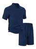 Conjunto de Polo Jacquard Texturizado con Cuello de Verano para Hombre de eBay Transfronterizo Conjunto de Dos Piezas de Pantalones Cortos de Manga Corta Casuales Europeos y Americanos