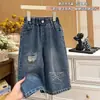Nuevos Jeans Rasgados con Forma de Corazón Estilo Coreano de Otoño para Niñas, Pantalones Elegantes para Bebés Niñas, Ropa Infantil de Moda