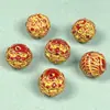 Cinnabar Cru Cristal Translúcido Areia Dança do Leão Casco de Tartaruga Borboleta Contas Soltas DIY Artesanal Contas Redondas Acessórios com Estampagem Dourada Atacado