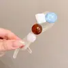 Presilha de bico de pato marrom de cachorro coreano, presilha elegante para coque torcido, presilha de cabelo volumizadora para a parte de trás da cabeça, acessório de cabelo de alta qualidade