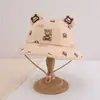 Chapéu de cogumelo para bebê outono e inverno chapéu de pescador de ursinho estilo japonês e coreano fofo para bebês e crianças proteção contra o frio