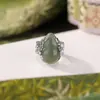 Anel Yilu Prata S925 Prata Esterlina Jade Hetian Natural Sodaliita Cabacinha Estilo Novo Chinês Retrô Anel Aberto de Prata Moeda