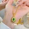 Colgante de Calabaza de Jade Verde Estilo Palacio Vintage Oro Arena para Mujer Encanto Antiguo Anillo Abierto Versátil Gama Alta Venta al por Mayor
