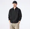 Sudadera con capucha y media cremallera Otoño Invierno Hombre Marca Americana de Moda Casual Holgada Versátil Color Sólido Top