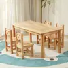 Mesas y Sillas de Madera Maciza para Jardín de Infancia, Juego de Mesa de Escritorio de Pino para Niños, Juguetes de Educación Temprana para Bebés, Mesa de Aprendizaje y Juego