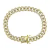 Explosões Europeias e Americanas do AliExpress Pulseira de Corrente com Barra Cravejada de Zircônia de Cobre Criativa Pulseira Tendência Hip Hop Personalizada para Homens e Mulheres 8mm