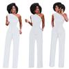Outono e Inverno 2022 Exportação Europeia e Americana Roupas Femininas Ebay Aliexpress Wish Cor Pura Gola Assimétrica Botão Macacão Calça de Pernas Largas Casual