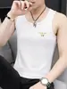 Atacado Transfronteiriço Regatas Estampadas Masculinas, Camisetas Base para Roupa Íntima, Camisetas Sem Manga de Seda Gelada de Qualidade para Fitness, Moda Masculina Tendência