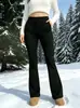 Pantalones de campana gruesos con forro polar para mujer para comercio exterior europeo y americano, pantalones de yoga cálidos de otoño e invierno, levantamiento de glúteos, adelgazantes, elásticos, suministro en stock transfronterizo