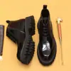 [vip para] botas martin masculinas de cano alto estilo britânico couro esculpido brogue plataforma brilhante sapatos de cano alto