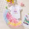 Páscoa Novo 0-2 Anos Bebê Manga Curta Estampado de Desenho Animado Harper Princesa Sujeira Conjunto de Quatro Peças Roupa Infantil