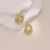 Brincos Irregulares de Aço Inoxidável Prensados a Óleo Estilo Novo Transfronteiriço Ouro 18K Não Desbota Brincos Exagerados da Moda e Acessórios de Joias