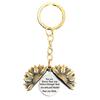 Llavero con colgante de girasol grabado, transfronterizo europeo y americano, regalo navideño de girasol, llavero de metal.