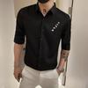 2024 Verano Nuevo Camisa de Manga Media Bordada para Hombre Diseño de Sentido de Alto Nivel Marca de Moda Slim-Fit Camisa de Media Manga para Hombre Casual