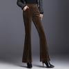 Pantalones de pana para mujer, de tiro alto, talla grande, cintura elástica trasera, largo de nueve puntos, bajo con abertura, pantalones acampanados de pana gruesa, holgados, casuales, versátiles
