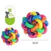 Nunbell Bola Colorida com Sino Tecida para Gatos Entretenimento Próprio Alívio do Tédio Bola Sonora Limpeza dos Dentes Brinquedo para Pet