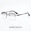Gafas Sin Montura de Titanio Puro para Hombres con Miopía, Equipadas con Corrección de Astigmatismo de Prescripción, Diseño Polygonal Sin Montura Ultraligero, Fotocromáticas, Anti Luz Azul, Montura de Moda