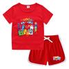 Conjunto de Camiseta e Shorts de Gola Redonda de Verão 2026 para Crianças Estilo Coreano Casual Absorvente de Suor Cor Doce Conjunto de Moletom para Crianças Pequenas