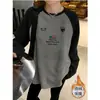 Nueva Camiseta de Manga Larga de Principios de Otoño para Mujer, Holgada, Estilo Coreano, Camiseta Básica, Top con Mangas Raglán de Contraste, Puntada, Suéter de Longitud Media