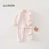 Roupas de bebê, algodão puro Classe A, conjunto de underwear de duas peças para recém-nascido, calça de cintura alta e quadril largo, conjunto de loungewear unissex para bebê