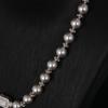 Collar de cuentas de vidrio plateadas con cabeza de botón chapada en plata estilo retro de estilo antiguo medio vintage de gran sentido de la moda