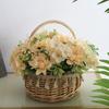 Cesta de Flores de Mimbre de Mano, Cesta de Ratán, Cesta de Almacenamiento para Salida de Picnic de Verano, Cesta de Princesa con Arreglo de Flores Artificiales